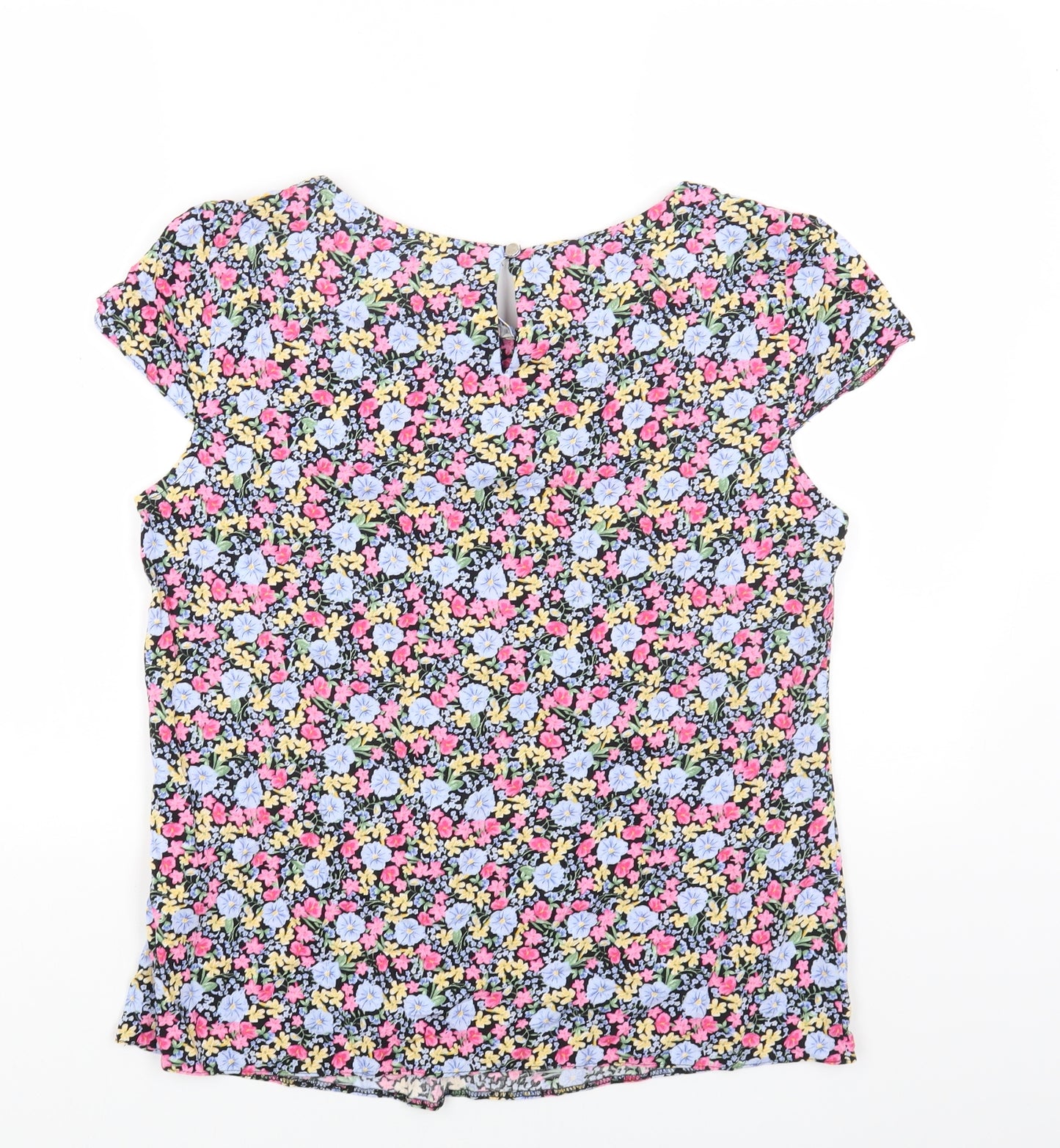 Roman Womens Multicoloured Floral Viscose Basic T-Shirt Size 14 Round Neck