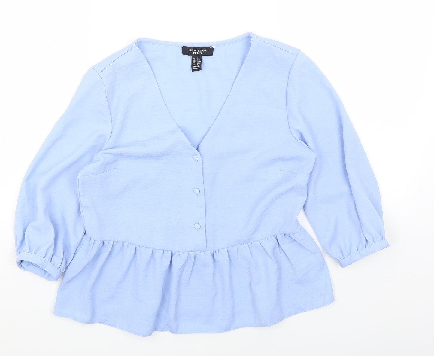 New Look Womens Blue Polyester Basic Blouse Size 6 V-Neck