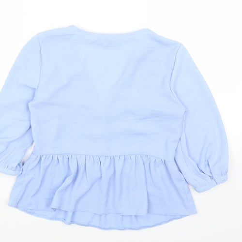 New Look Womens Blue Polyester Basic Blouse Size 6 V-Neck