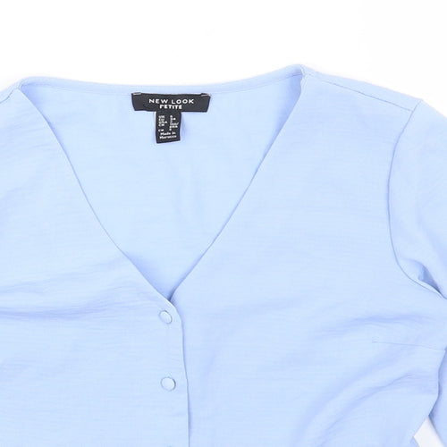 New Look Womens Blue Polyester Basic Blouse Size 6 V-Neck