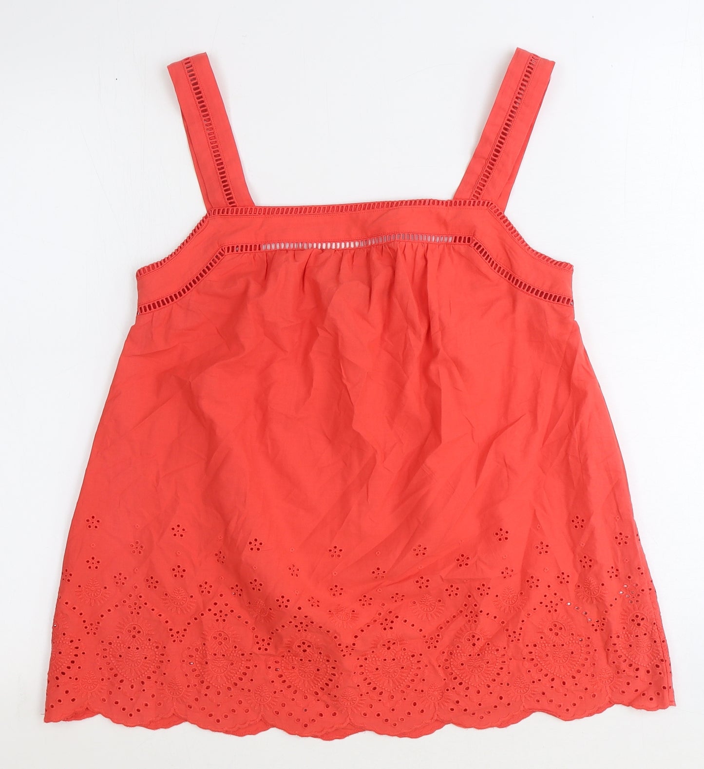 Marks and Spencer Womens Orange 100% Cotton Basic Blouse Size 6 Square Neck