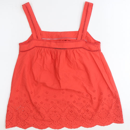 Marks and Spencer Womens Orange 100% Cotton Basic Blouse Size 6 Square Neck