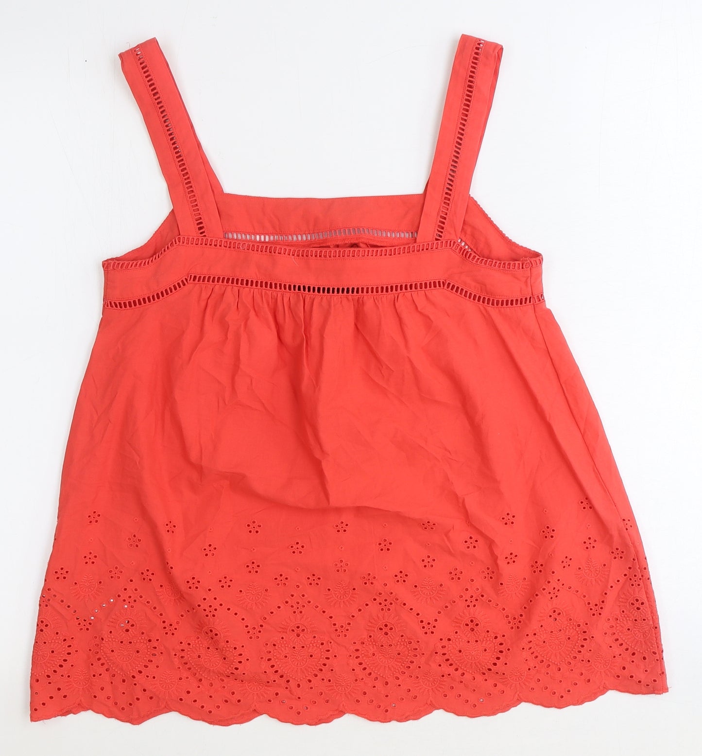 Marks and Spencer Womens Orange 100% Cotton Basic Blouse Size 6 Square Neck