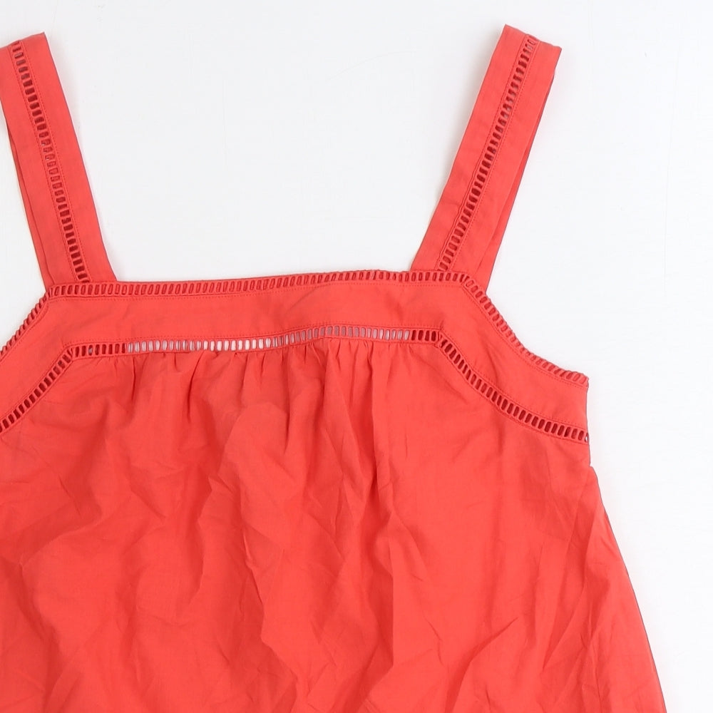 Marks and Spencer Womens Orange 100% Cotton Basic Blouse Size 6 Square Neck