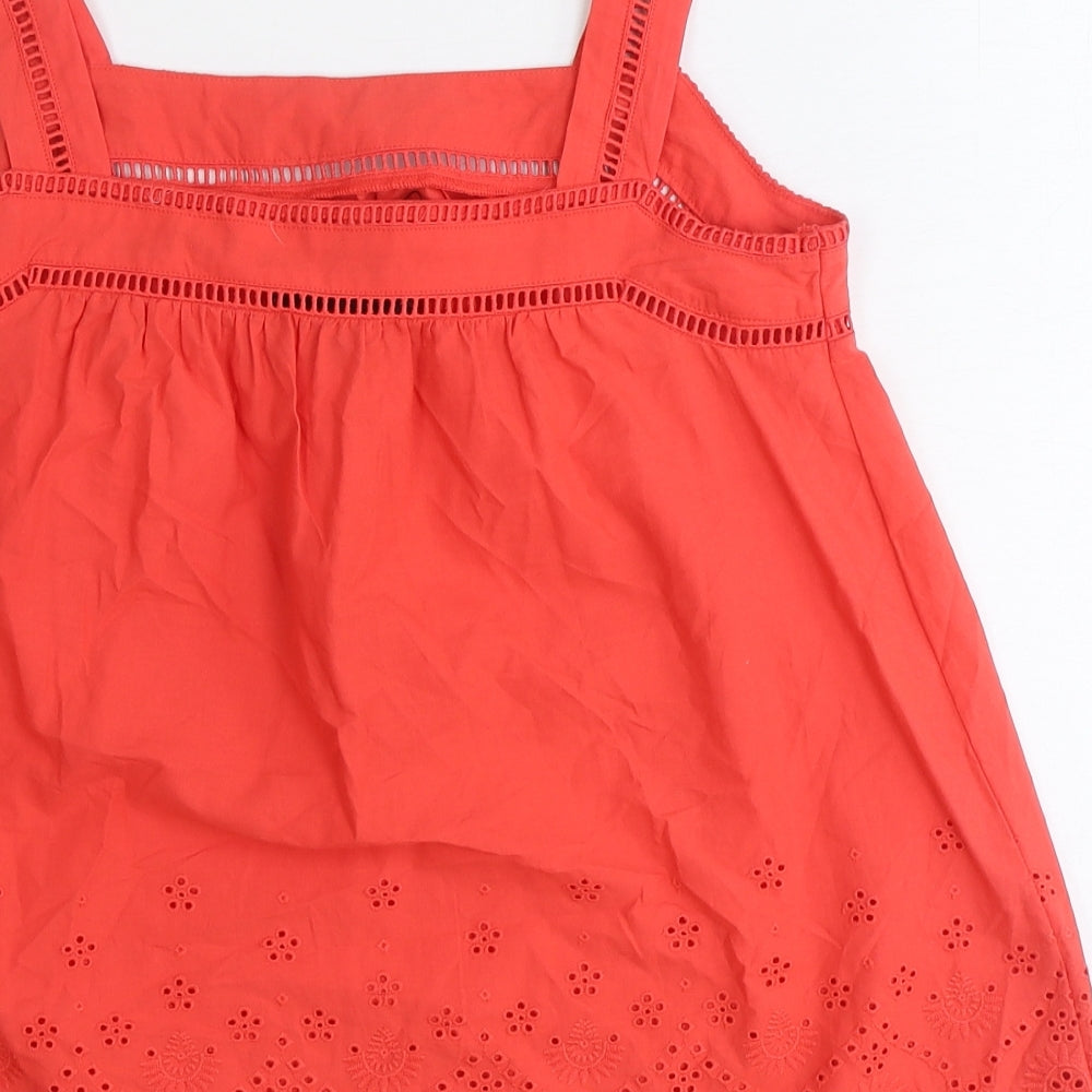 Marks and Spencer Womens Orange 100% Cotton Basic Blouse Size 6 Square Neck