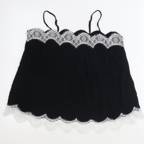 Marks and Spencer Womens Black Polyamide Basic Blouse Size 14 Square Neck