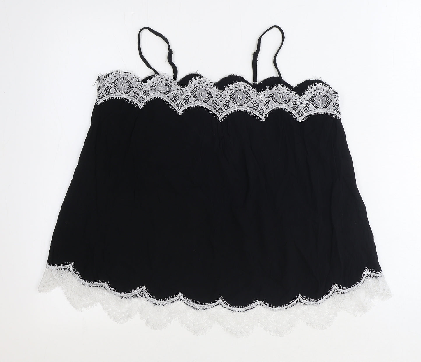 Marks and Spencer Womens Black Polyamide Basic Blouse Size 14 Square Neck