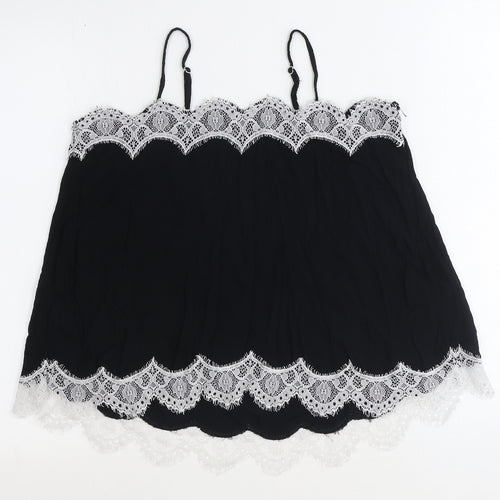 Marks and Spencer Womens Black Polyamide Basic Blouse Size 14 Square Neck