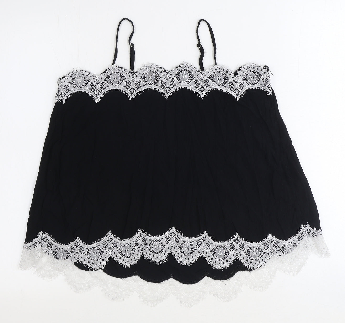 Marks and Spencer Womens Black Polyamide Basic Blouse Size 14 Square Neck