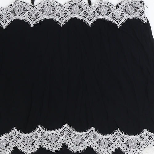 Marks and Spencer Womens Black Polyamide Basic Blouse Size 14 Square Neck