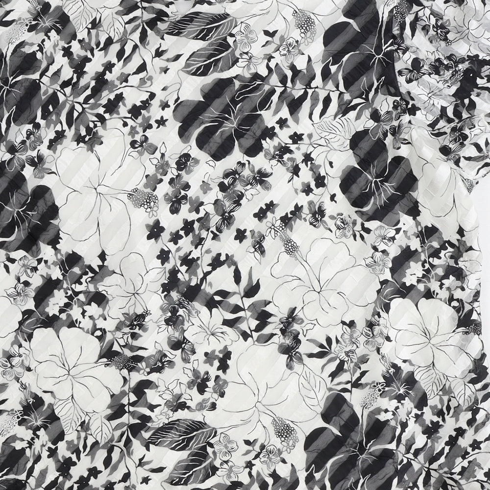 Anna Rose Womens White Floral Polyester Basic Blouse Size 22 Round Neck