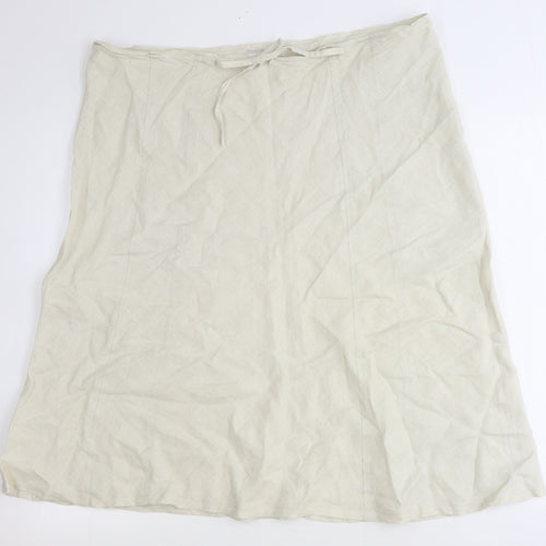 Concetti Womens Beige Linen A-Line Skirt Size 24 Tie