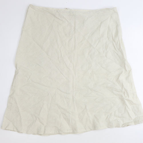 Concetti Womens Beige Linen A-Line Skirt Size 24 Tie