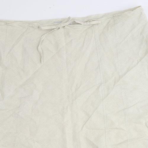 Concetti Womens Beige Linen A-Line Skirt Size 24 Tie