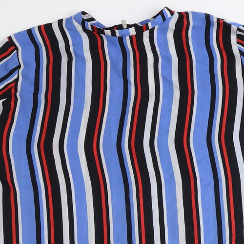 Primark Womens Blue Striped Polyester Basic Blouse Size 18 Round Neck