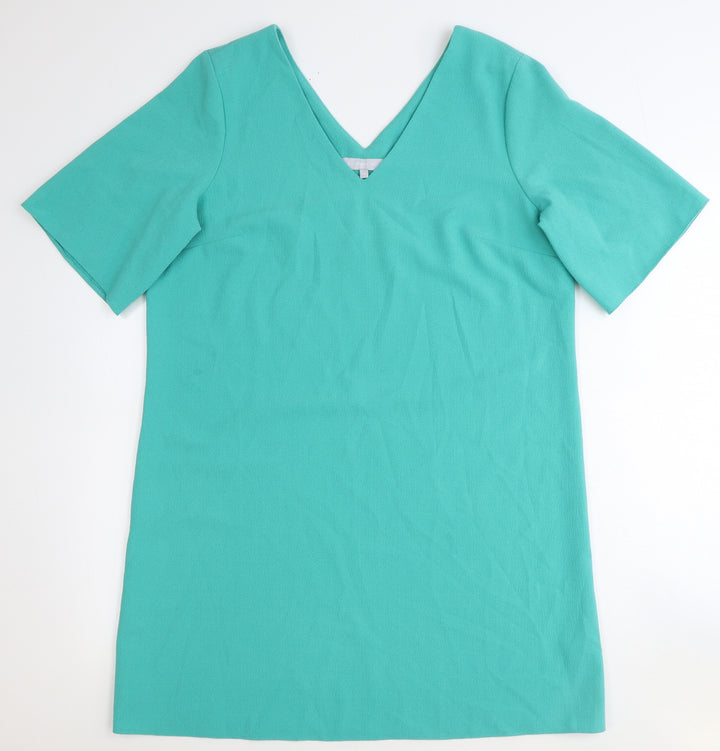 Red Herring Womens Green Polyester Shift Size 16 V-Neck Pullover