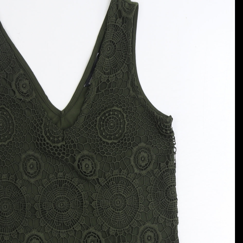 Dorothy Perkins Womens Green Geometric Polyester Basic Tank Size 12 V-Neck