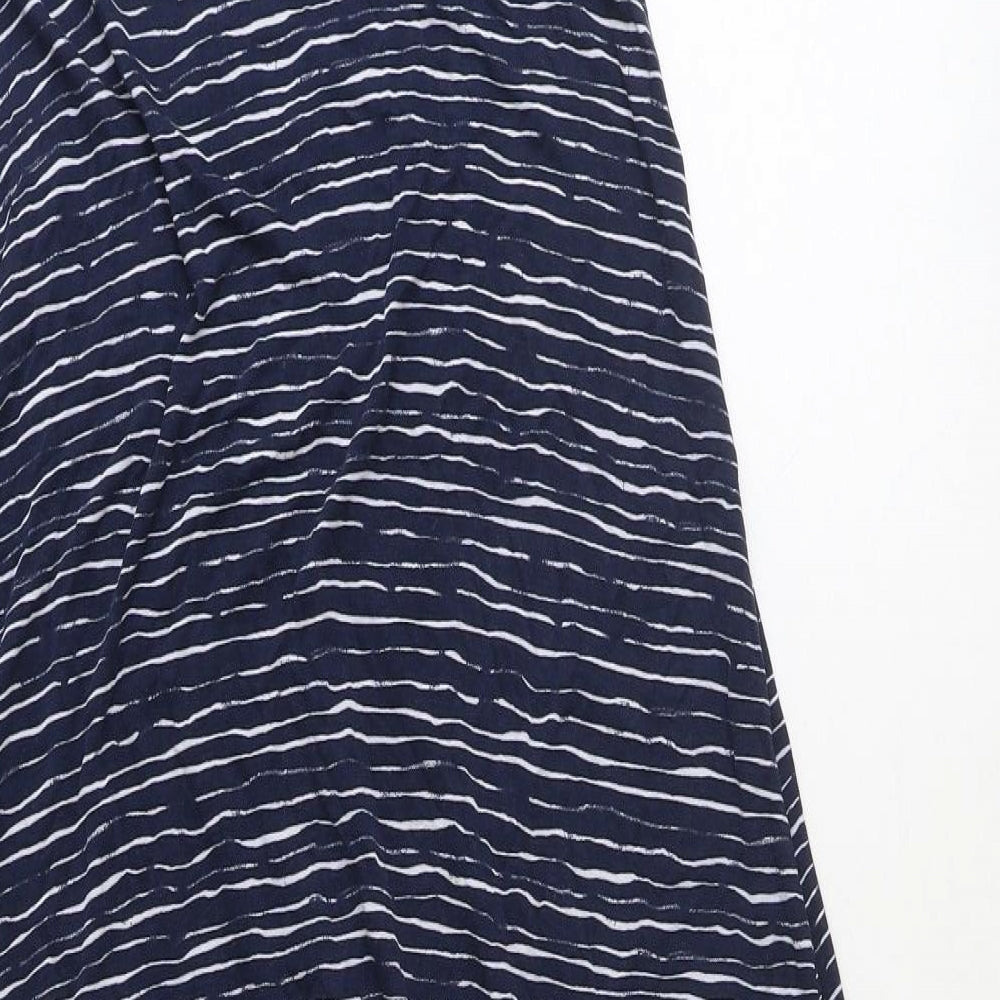 F&F Womens Blue Geometric Viscose Maxi Size 12 V-Neck Pullover