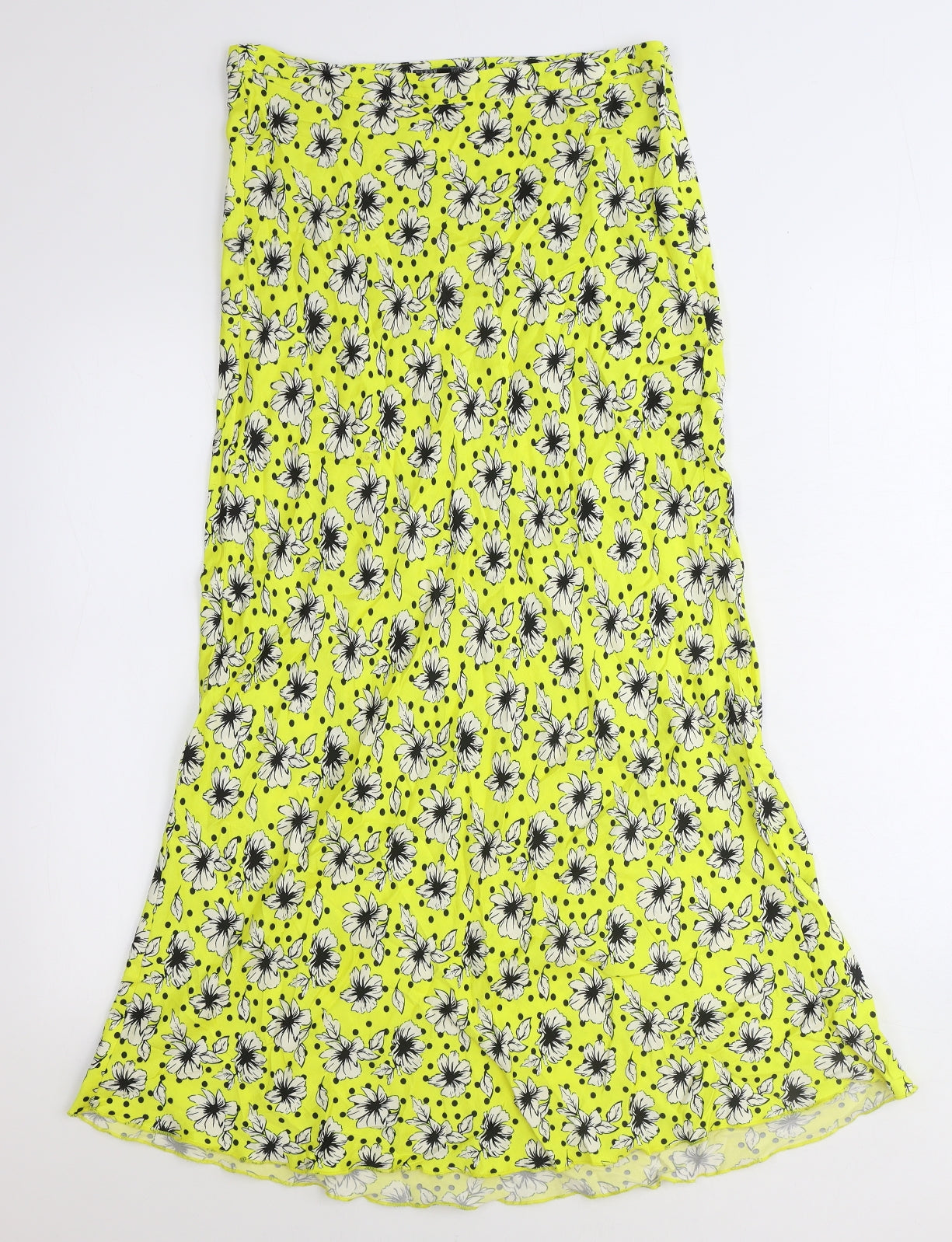 Zara Womens Yellow Floral Viscose A-Line Skirt Size M Zip