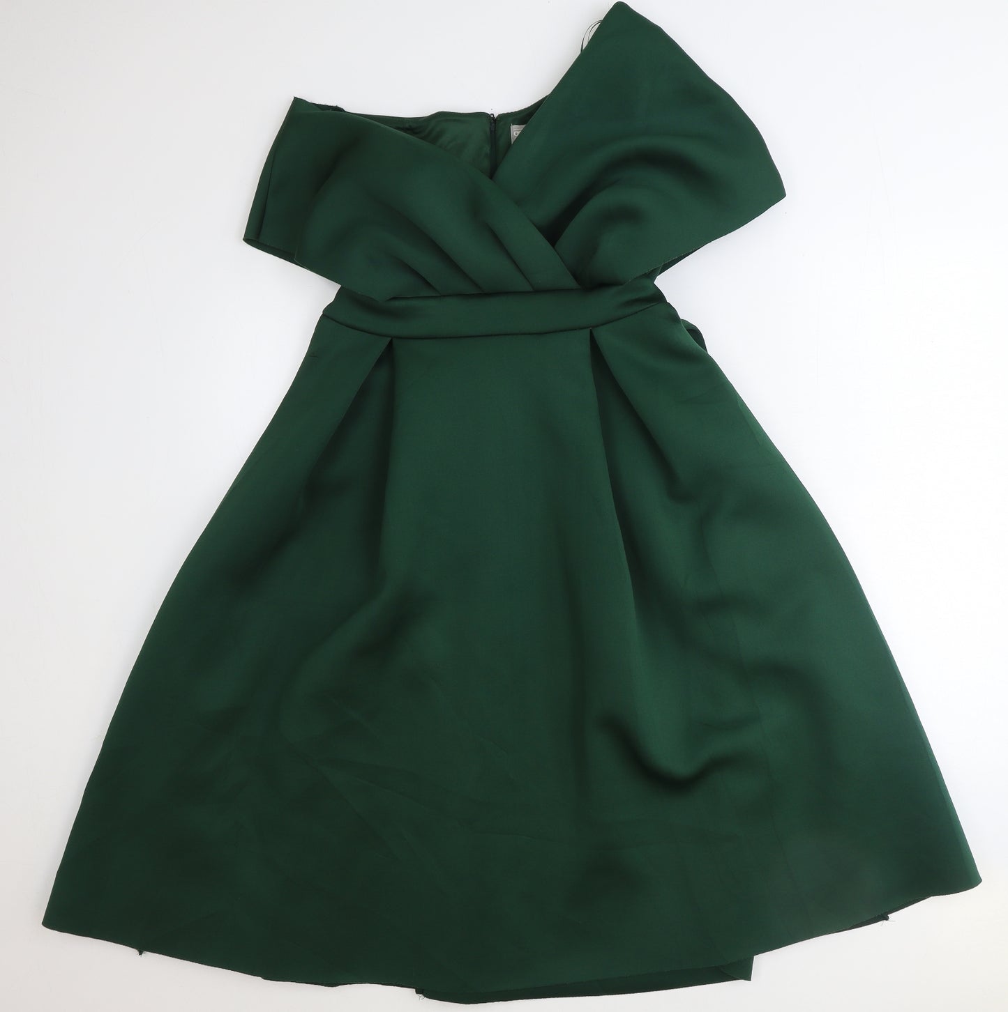 ASOS Womens Green Polyester Fit & Flare Size 12 V-Neck Zip