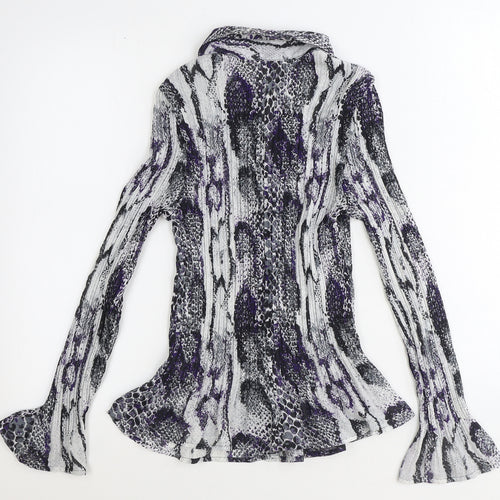 Marks and Spencer Womens Purple Animal Print Polyester Basic Button-Up Size 8 Collared - Snake Print