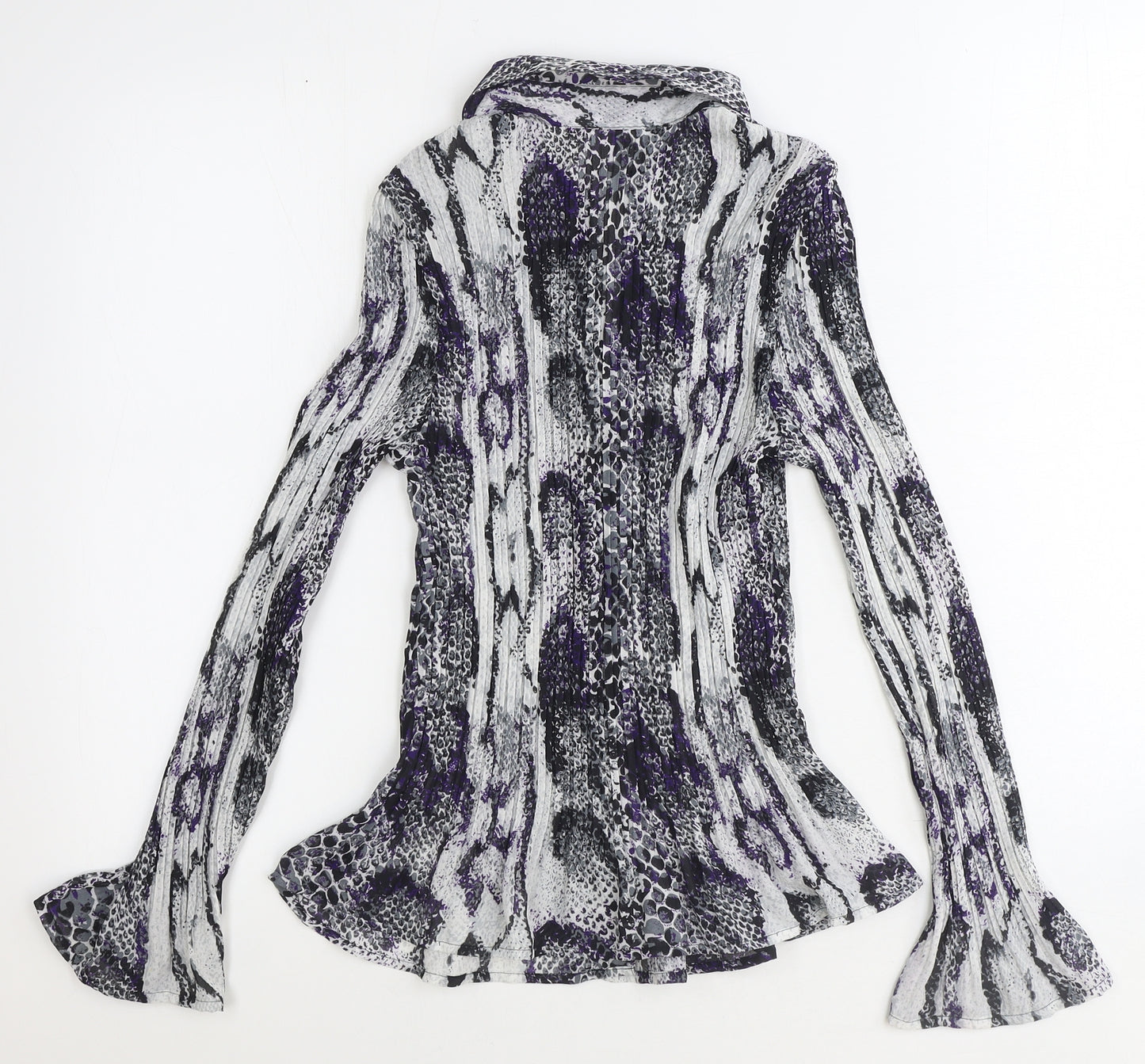 Marks and Spencer Womens Purple Animal Print Polyester Basic Button-Up Size 8 Collared - Snake Print