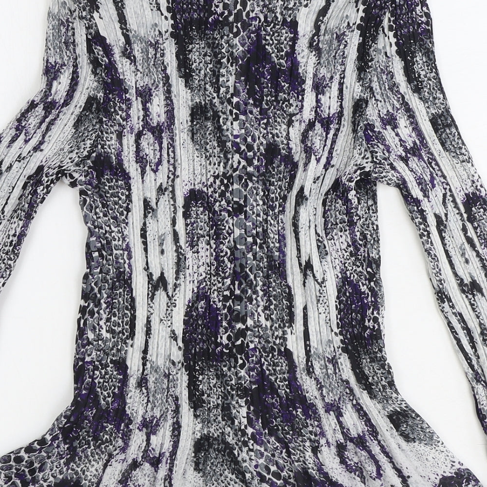 Marks and Spencer Womens Purple Animal Print Polyester Basic Button-Up Size 8 Collared - Snake Print