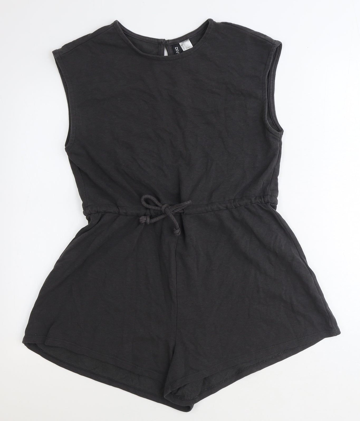 H&M Womens Grey Cotton Playsuit One-Piece Size S Drawstring