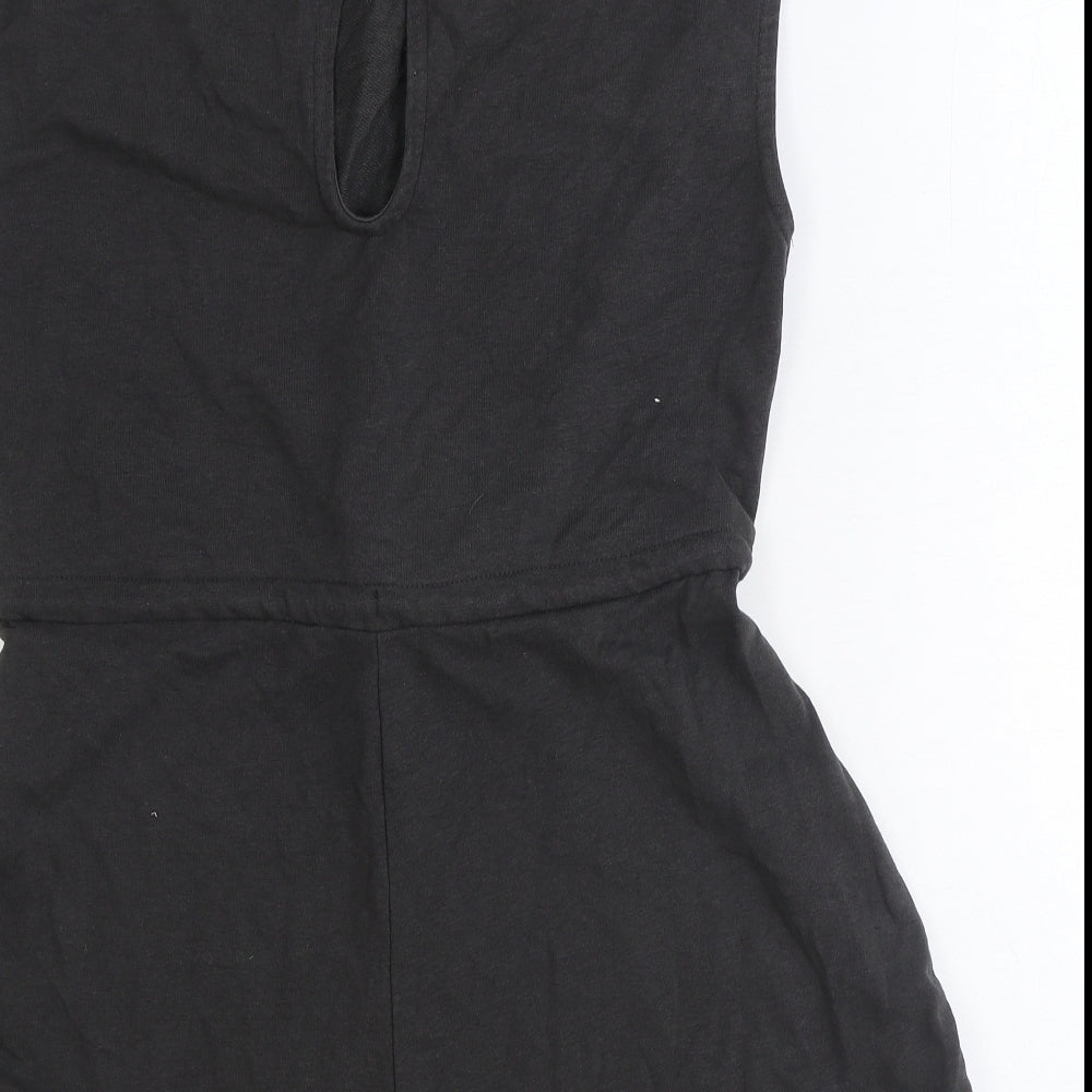 H&M Womens Grey Cotton Playsuit One-Piece Size S Drawstring