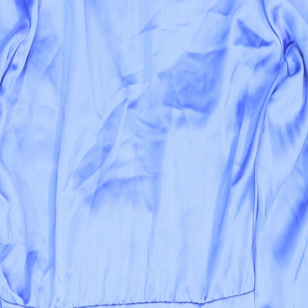 Zara Womens Blue Polyester Shirt Dress Size 6 Collared Zip