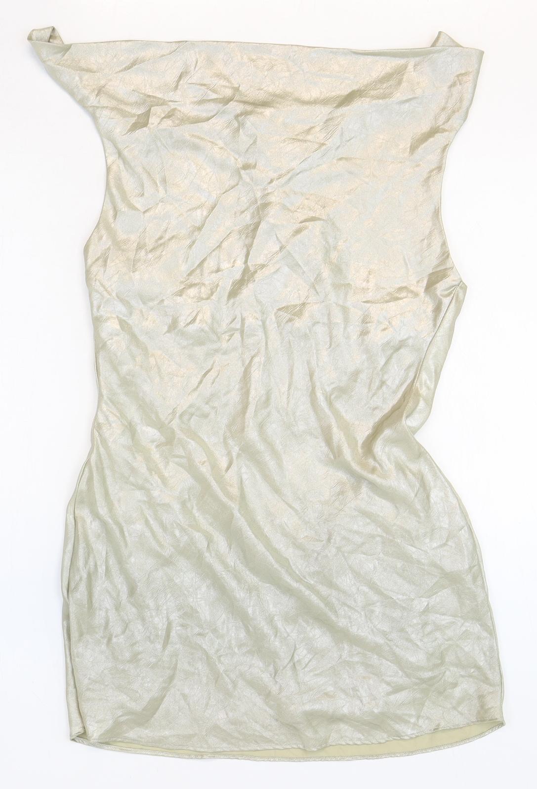 Zara Womens Silver Polyester Mini Size 6 Square Neck