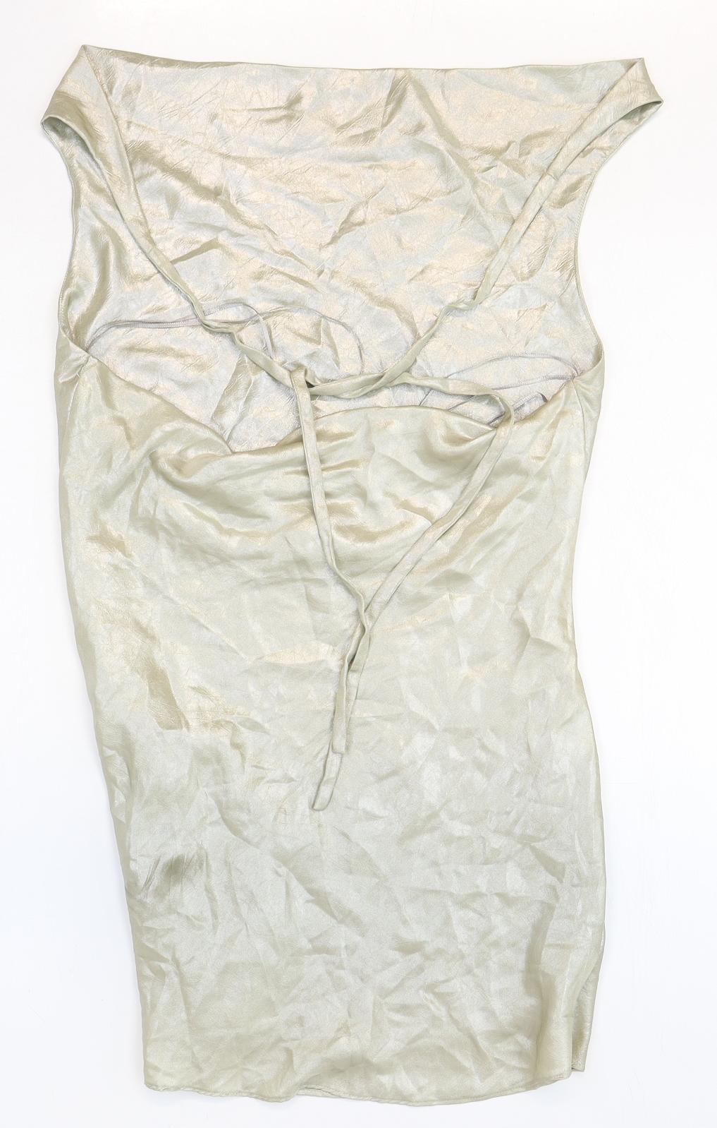 Zara Womens Silver Polyester Mini Size 6 Square Neck