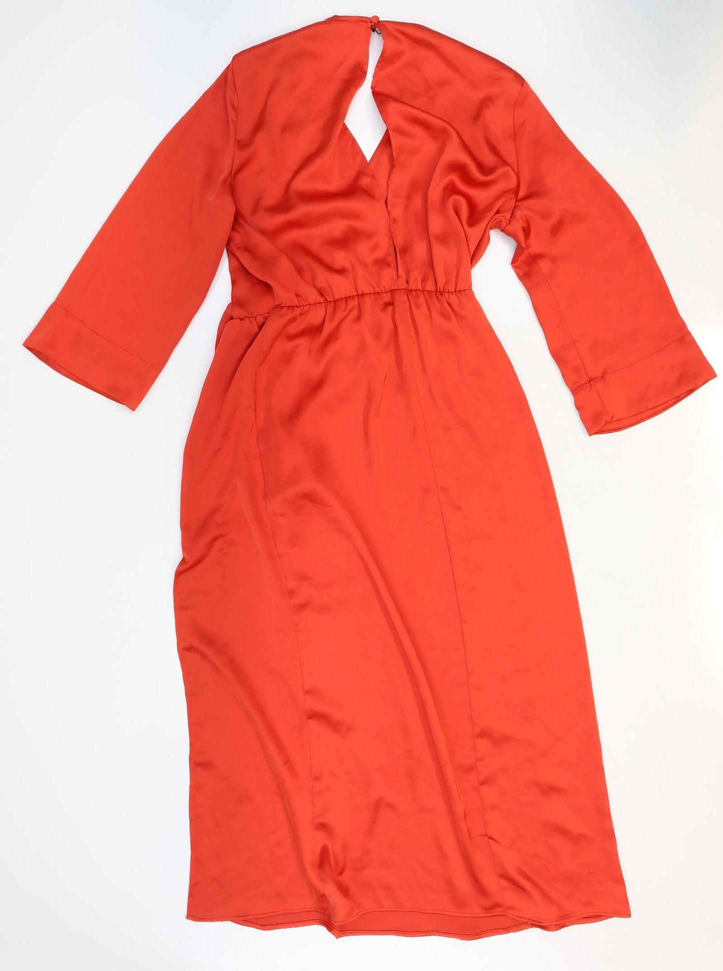 Zara Womens Red Polyester A-Line Size 10 V-Neck Button