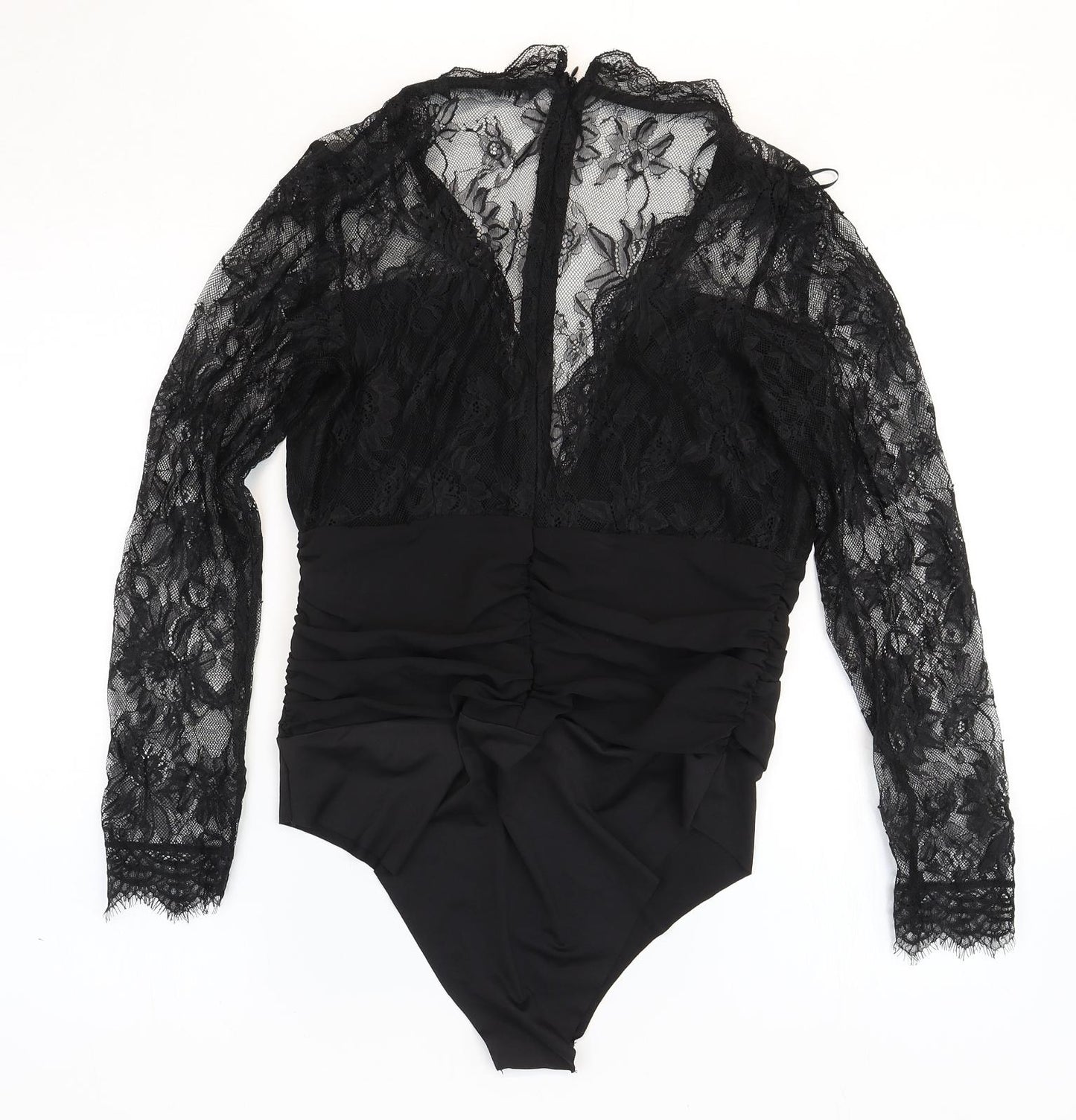 Zara Womens Black Polyamide Bodysuit One-Piece Size 10 Zip