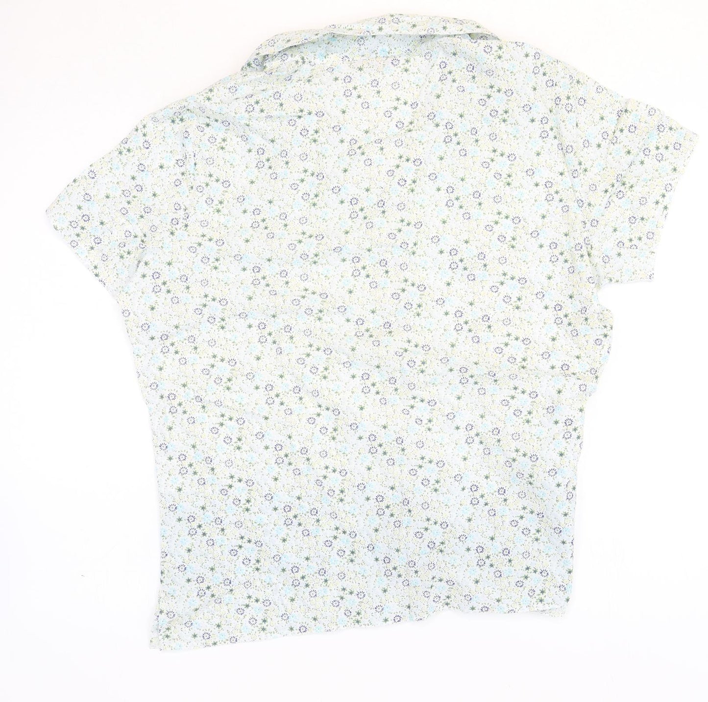 EWM Womens Blue Floral Cotton Basic Button-Up Size 16 Collared