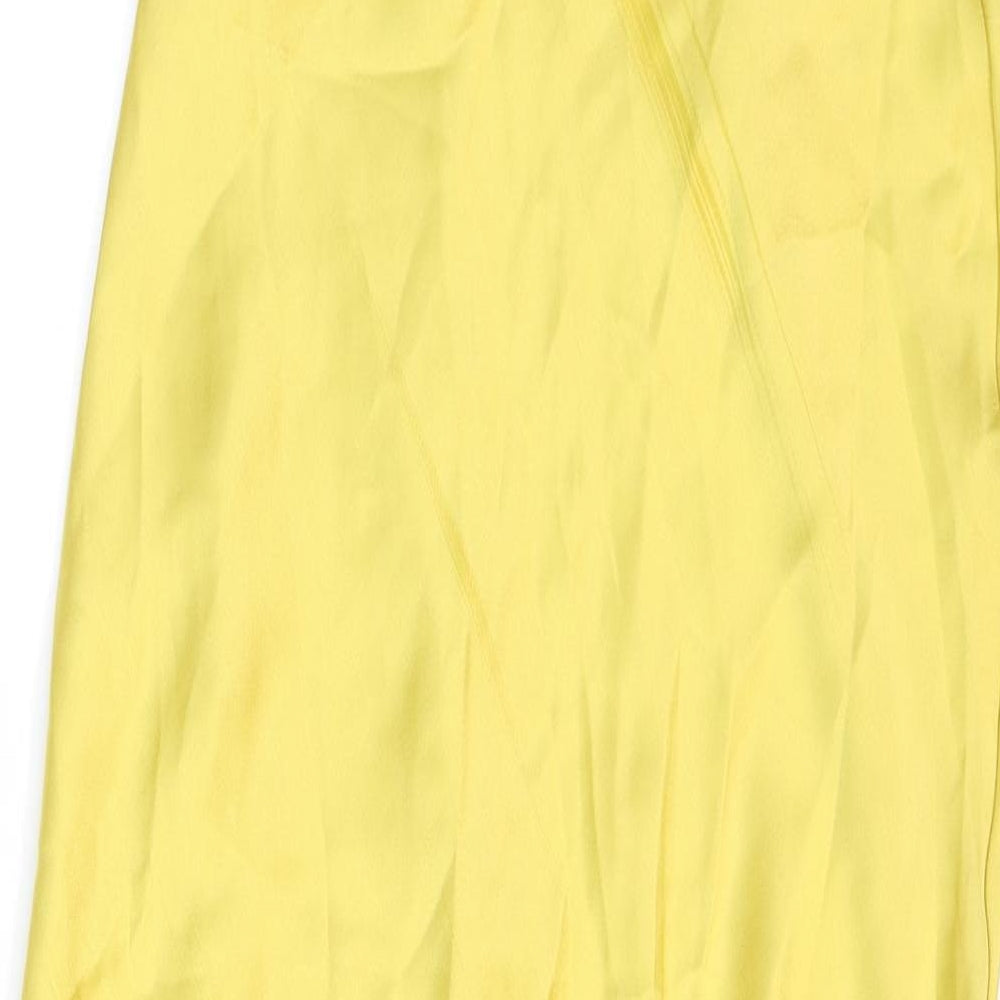 Zara Womens Yellow Polyester Slip Dress Size S V-Neck Pullover