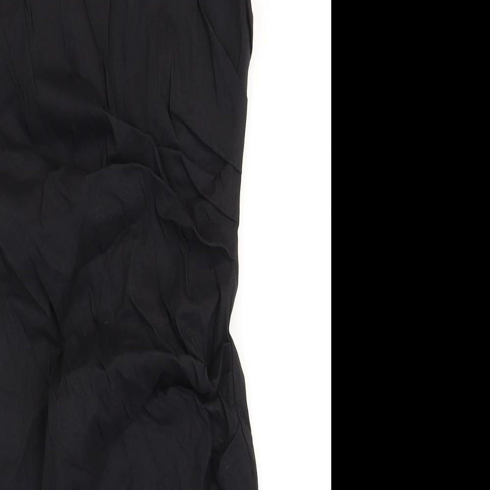 Zara Womens Black Linen Mini Size S Square Neck Zip
