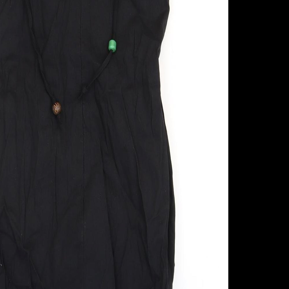 Zara Womens Black Linen Mini Size S Square Neck Zip