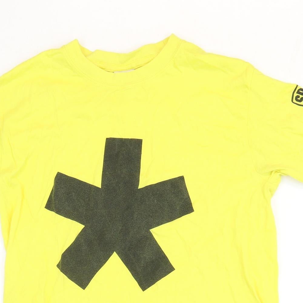 JERZEES Boys Yellow Cotton Basic T-Shirt Size 11-12 Years Round Neck