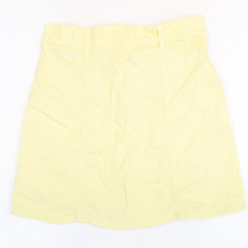 Mango Womens Yellow Cotton A-Line Skirt Size 4 Button