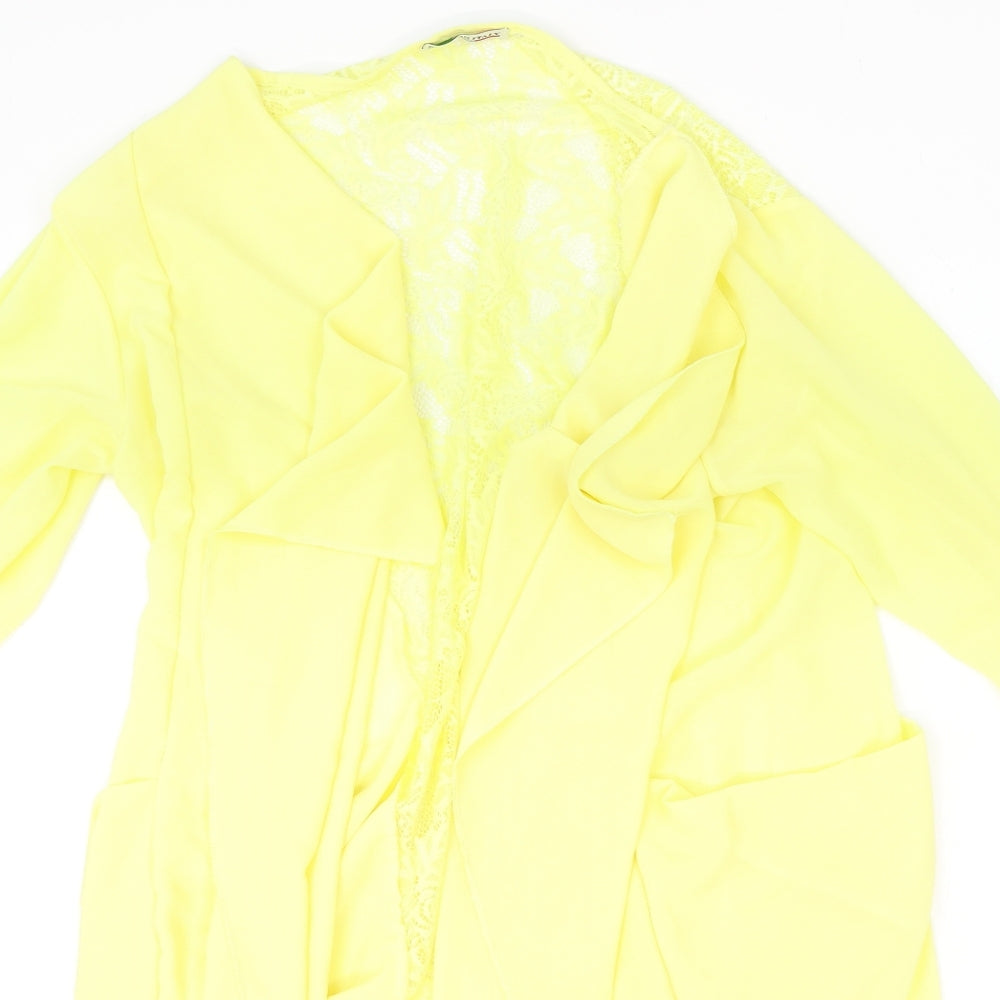 Preworn Womens Yellow V-Neck Geometric Polyester Cardigan Jumper Size 4