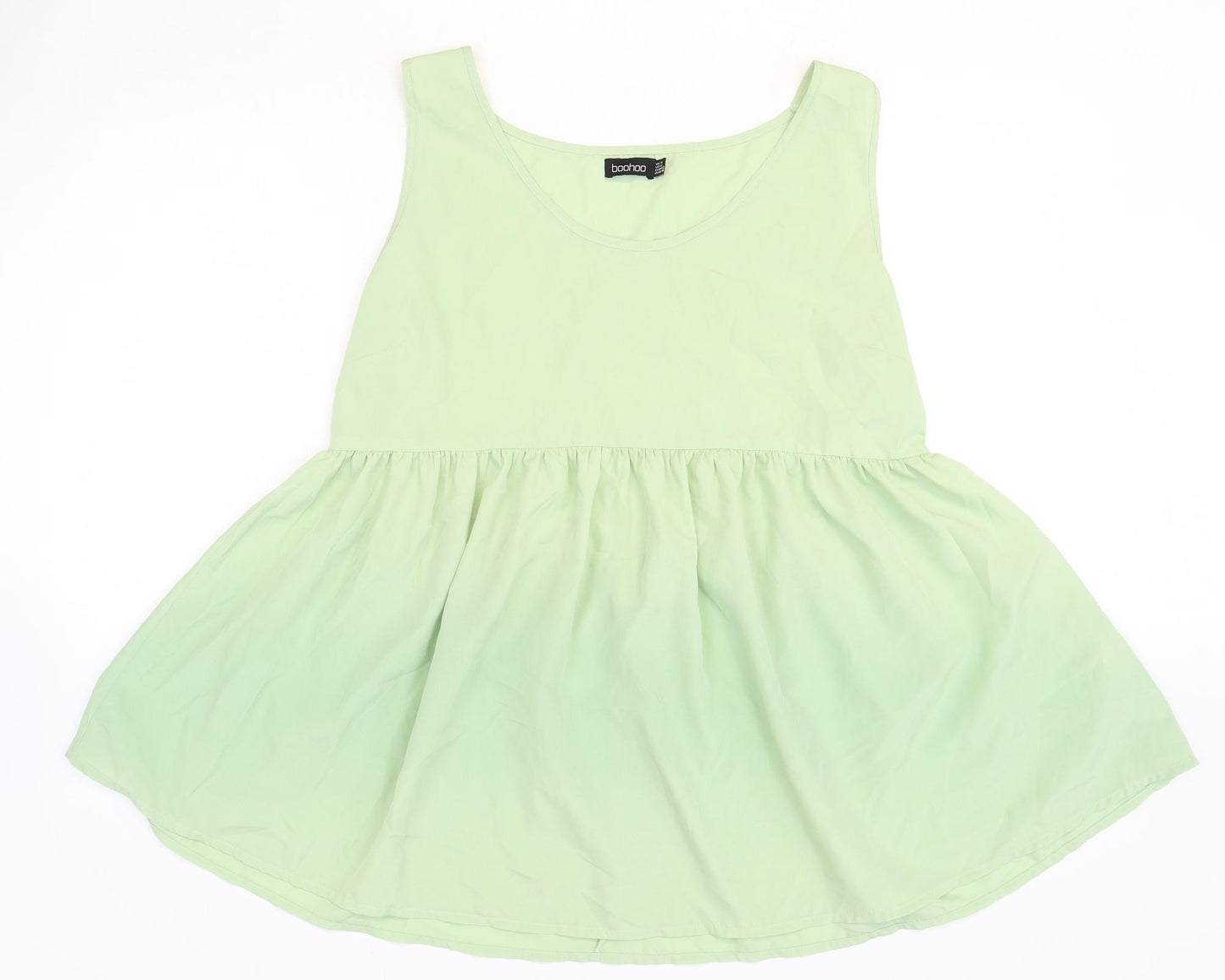 Boohoo Womens Green Polyester Skater Dress Size 14 Scoop Neck Pullover
