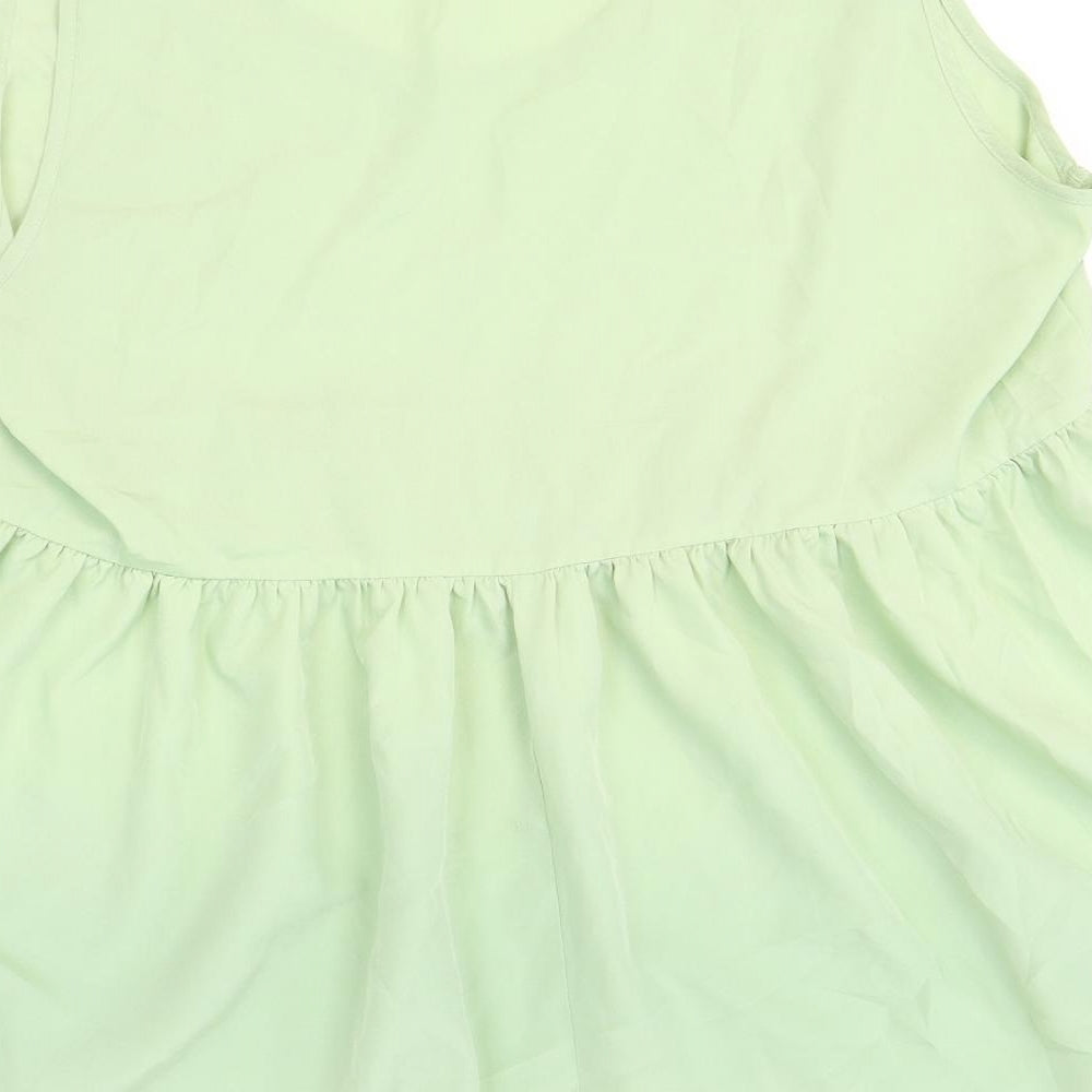 Boohoo Womens Green Polyester Skater Dress Size 14 Scoop Neck Pullover