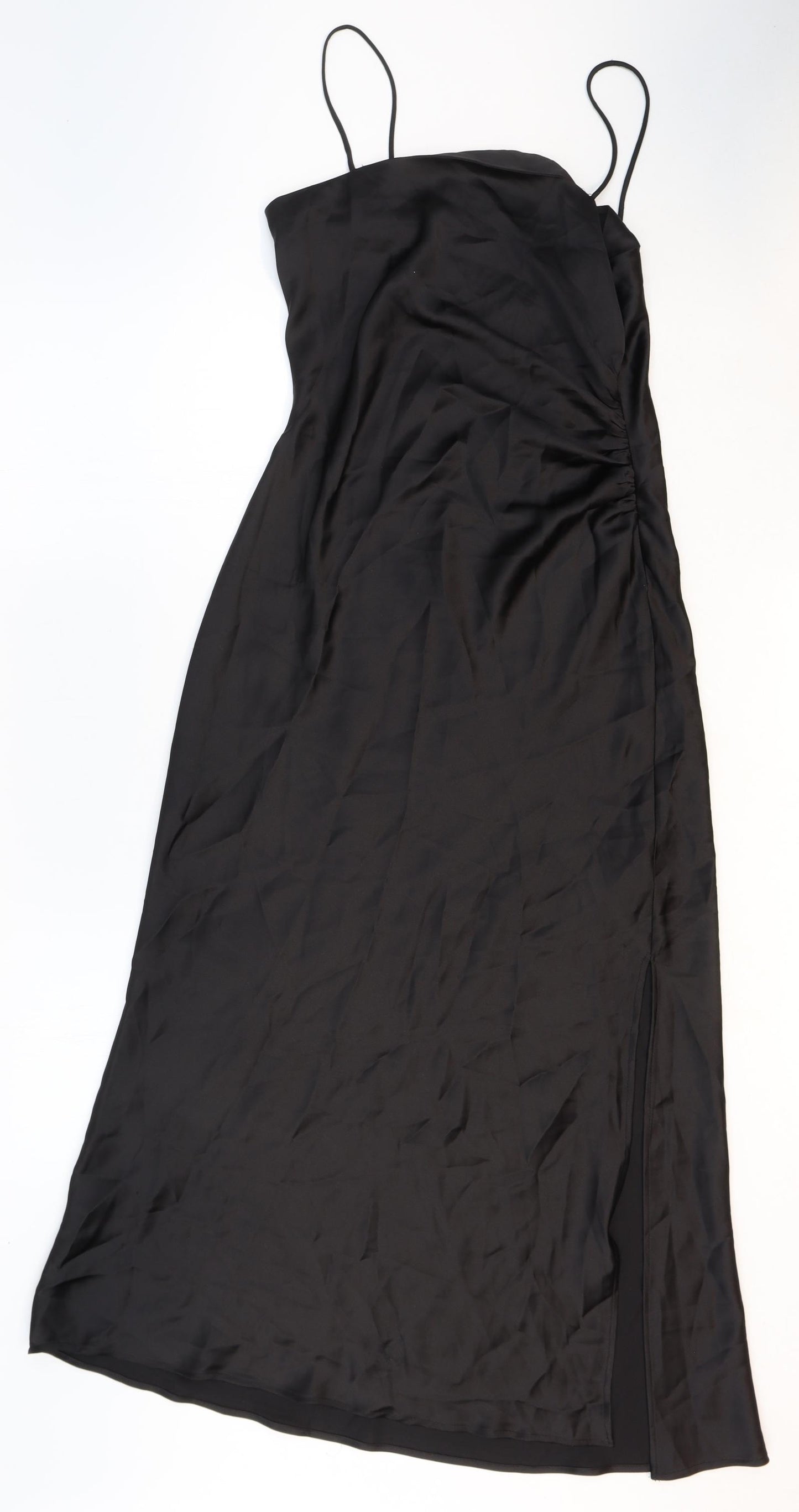 Zara Womens Black Polyester A-Line Size S Square Neck