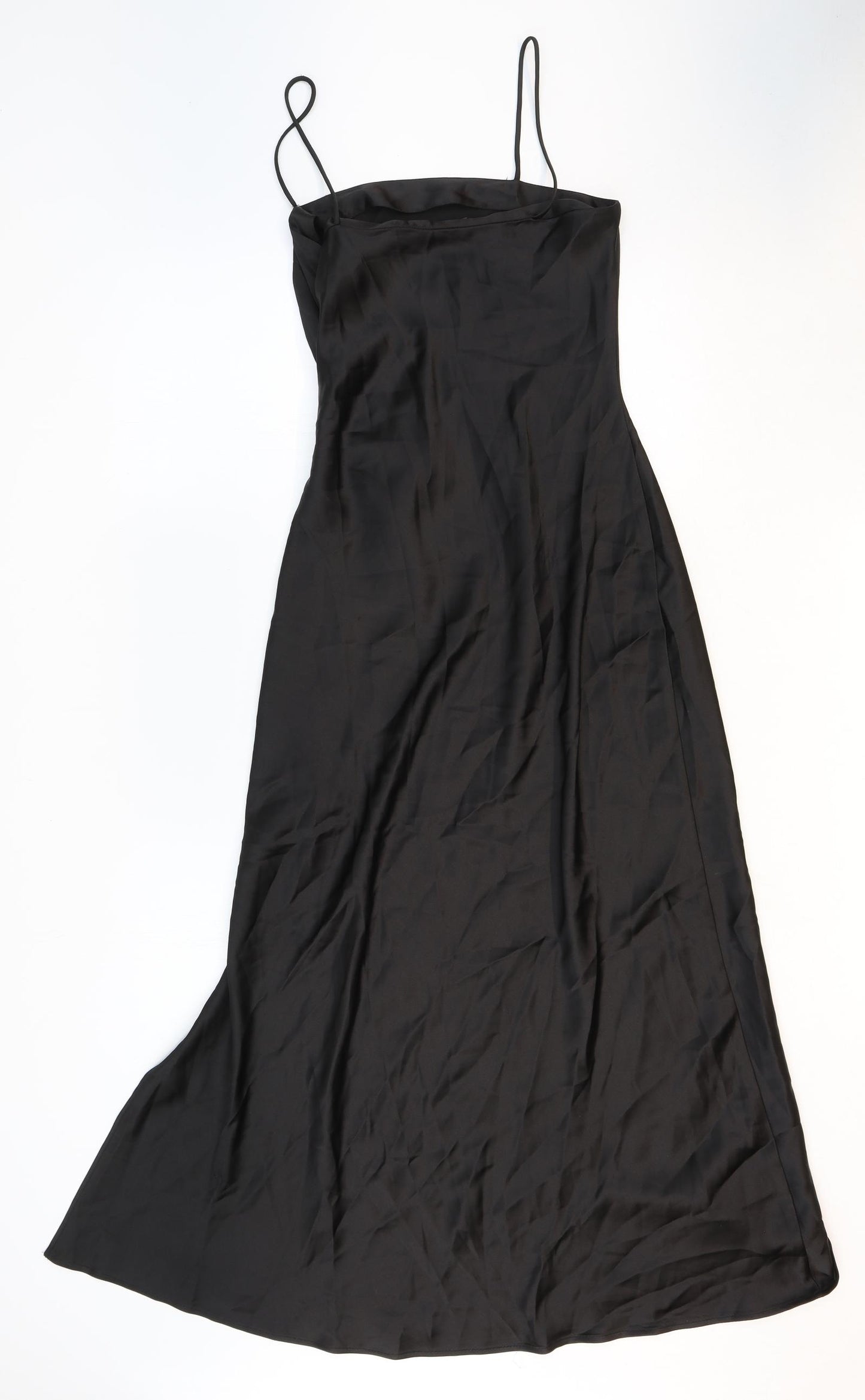 Zara Womens Black Polyester A-Line Size S Square Neck