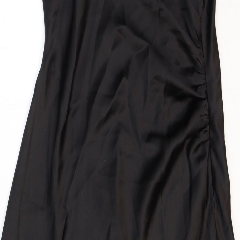 Zara Womens Black Polyester A-Line Size S Square Neck