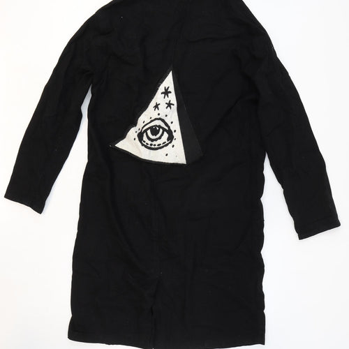 Topshop Womens Black Cotton Shirt Dress Size 8 Collared Button - Eye