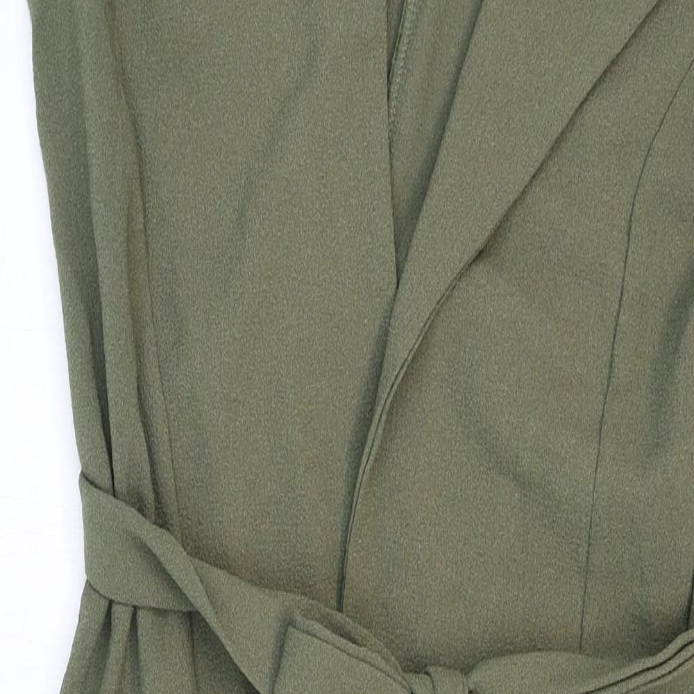 New Look Womens Green Polyester Shirt Dress Size 8 Collared Tie