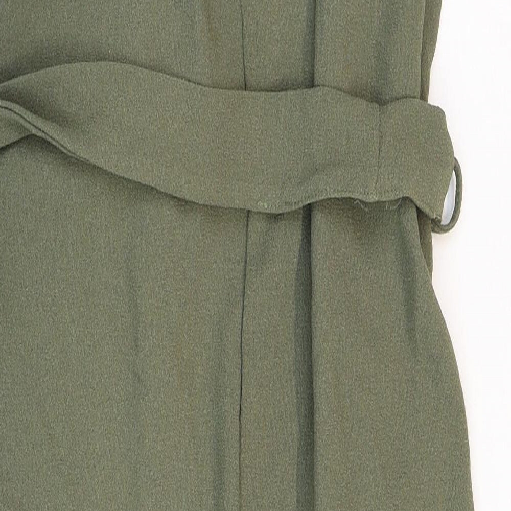New Look Womens Green Polyester Shirt Dress Size 8 Collared Tie