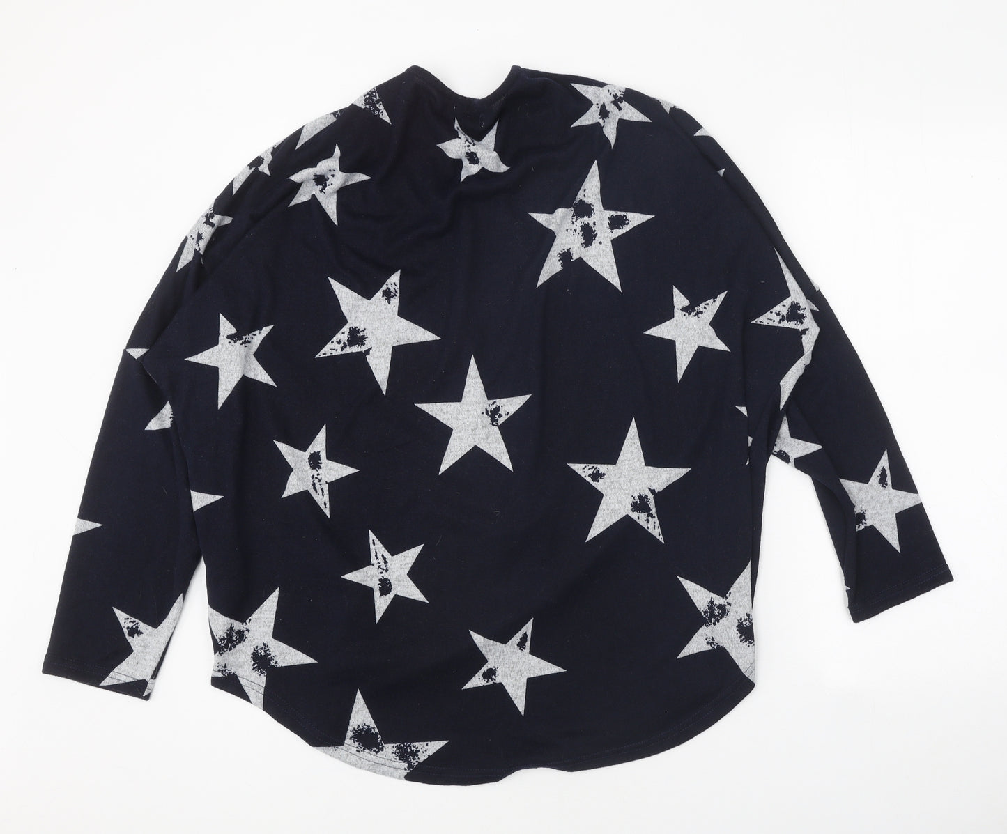 Stella Morgan Womens Blue Geometric Polyester Basic Blouse Size 14 V-Neck - Star